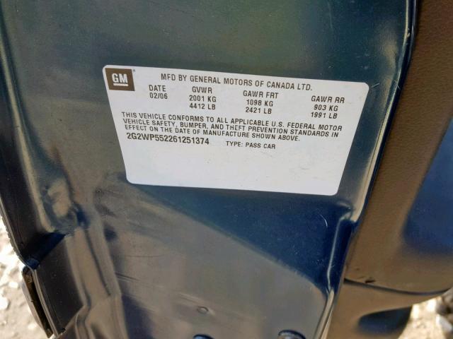 2G2WP552261251374 - 2006 PONTIAC GRAND PRIX GREEN photo 10