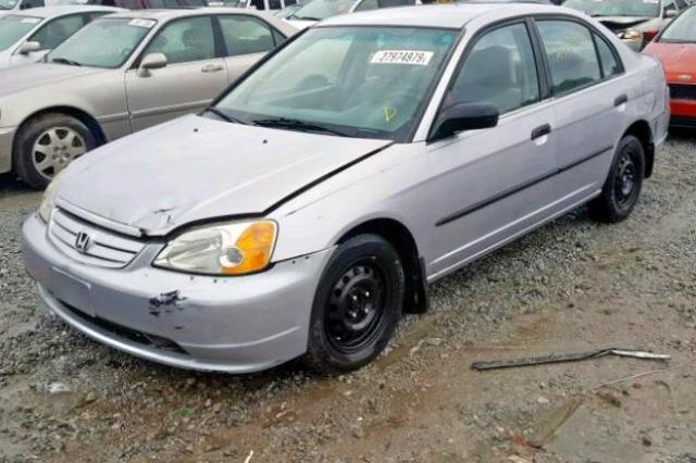 1HGES16261L072305 - 2001 HONDA CIVIC DX SILVER photo 2