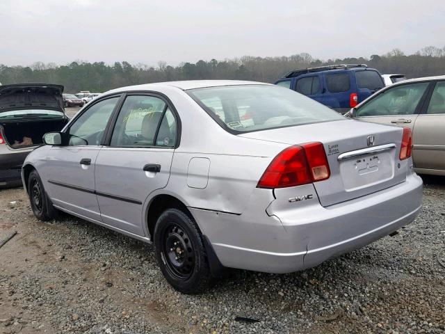 1HGES16261L072305 - 2001 HONDA CIVIC DX SILVER photo 3