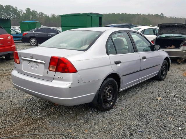 1HGES16261L072305 - 2001 HONDA CIVIC DX SILVER photo 4