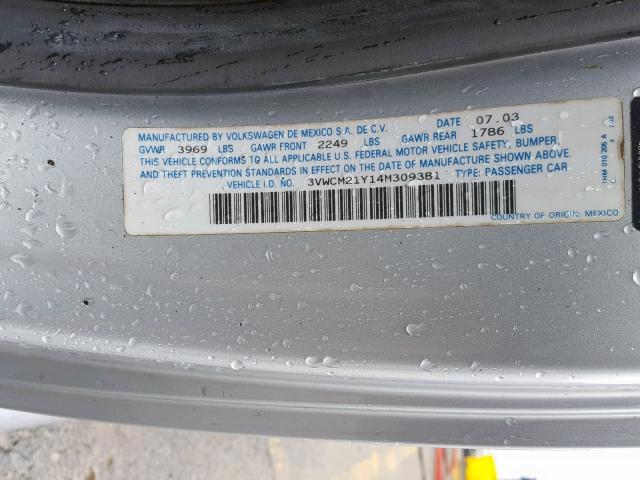 3VWCM21Y14M309381 - 2004 VOLKSWAGEN NEW BEETLE Gümüş foto 10