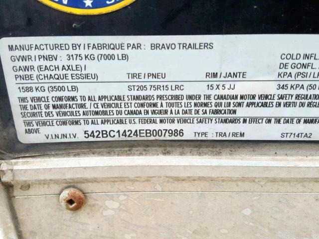 542BC1424EB007986 - 2014 OTHER TRAILER BLACK photo 10