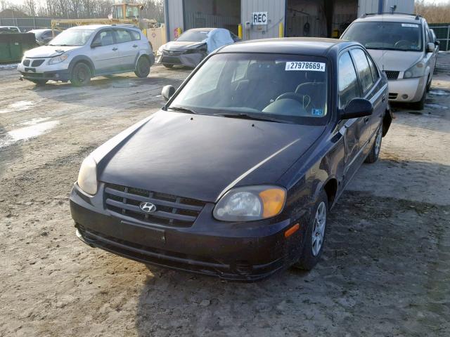 KMHCG45C14U505543 - 2004 HYUNDAI ACCENT GL BLACK photo 2