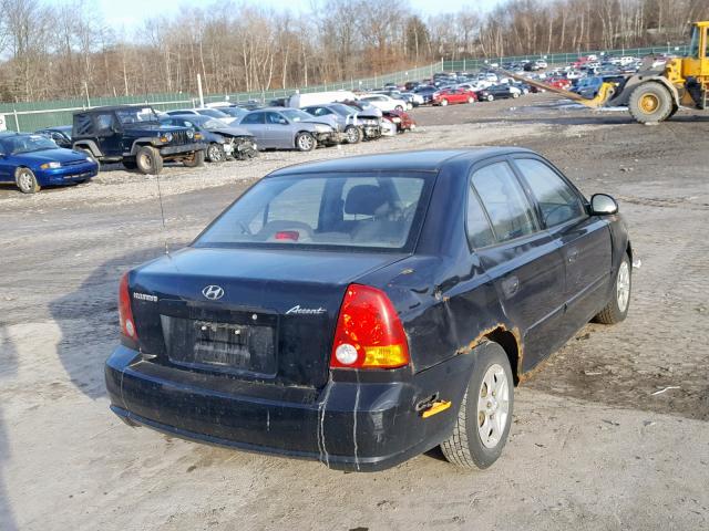 KMHCG45C14U505543 - 2004 HYUNDAI ACCENT GL BLACK photo 4