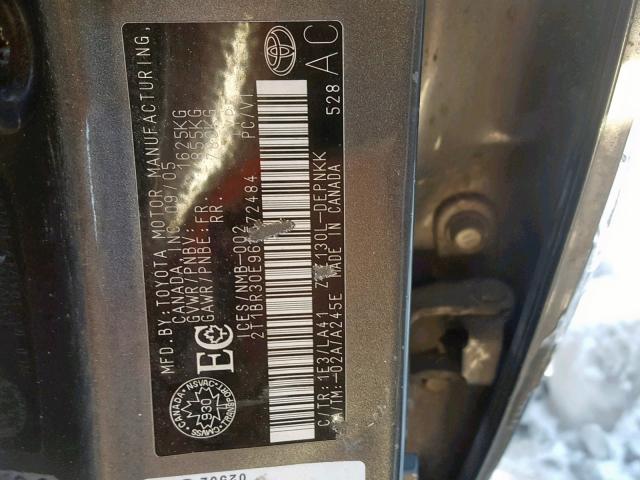 2T1BR30E96C572484 - 2006 TOYOTA COROLLA CE GRAY photo 10