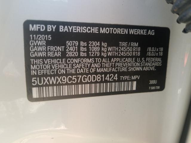 5UXWX9C57G0D81424 - 2016 BMW X3 XDRIVE28I  photo 10