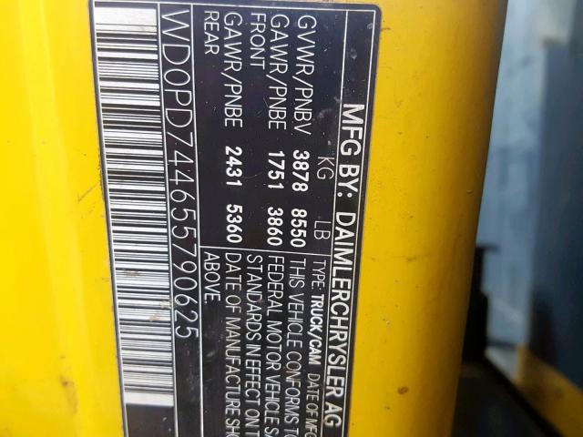 WD0PD744655790625 - 2005 DODGE SPRINTER 2 YELLOW photo 10