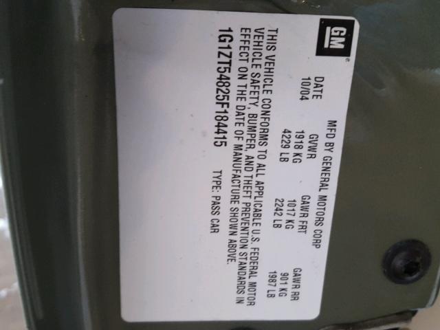 1G1ZT54825F184415 - 2005 CHEVROLET MALIBU LS 绿色 照片 10