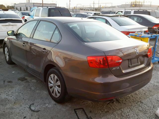 3VW2K7AJ1EM391843 - 2014 VOLKSWAGEN JETTA BASE BROWN photo 3