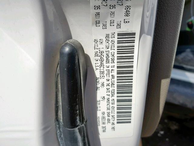 1J8HG48N46C139151 - 2006 JEEP COMMANDER თეთრი ფოტო 10