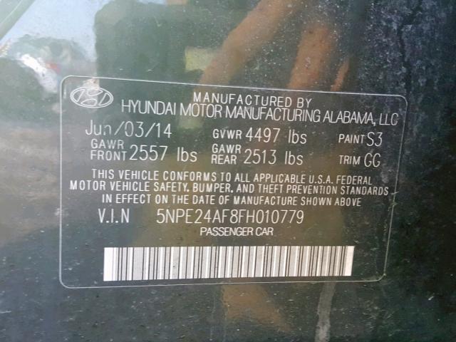 5NPE24AF8FH010779 - 2015 HYUNDAI SONATA SE BLACK photo 10