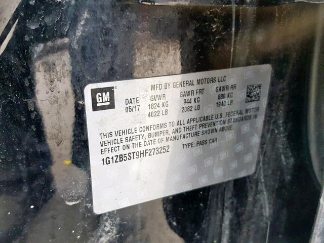 1G1ZB5ST9HF273252 - 2017 CHEVROLET MALIBU LS BLACK photo 10