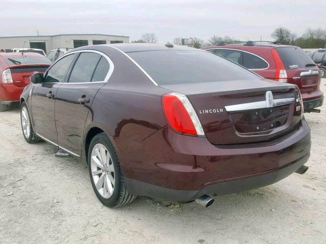 1LNHM93R79G606661 - 2009 LINCOLN MKS MAROON photo 3