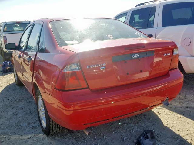 1FAFP34N75W247538 - 2005 FORD FOCUS ZX4 RED photo 3