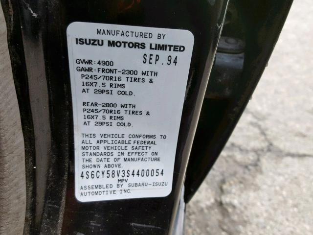 4S6CY58V3S4400054 - 1995 HONDA PASSPORT E 黑色 照片 10