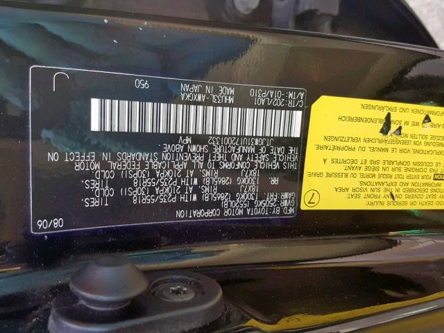 JTJGW31U172001332 - 2007 LEXUS RX 400H BLACK photo 10