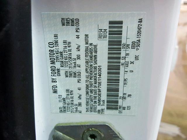 NM0GE9F70E1140301 - 2014 FORD TRANSIT CO WHITE photo 10