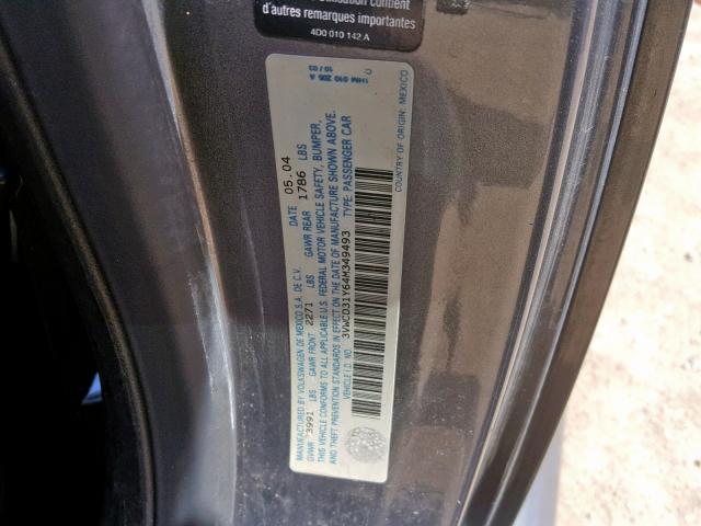 3VWCD31Y64M349493 - 2004 VOLKSWAGEN NEW BEETLE Boz foto 10