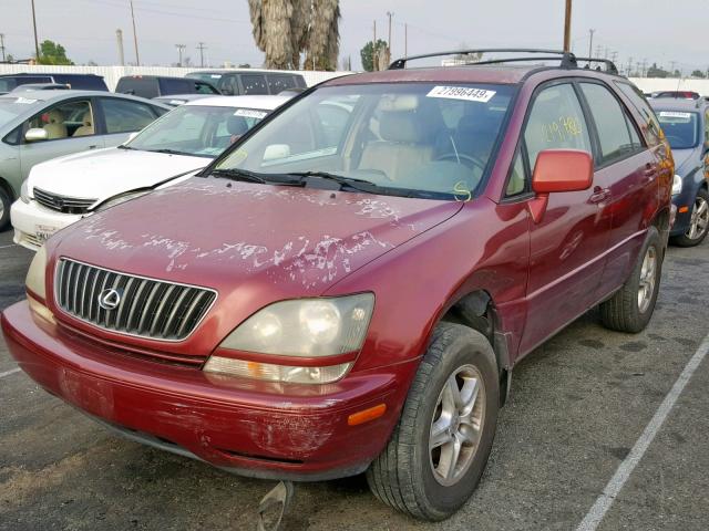 JT6HF10U8X0088212 - 1999 LEXUS RX 300 BURGUNDY photo 2