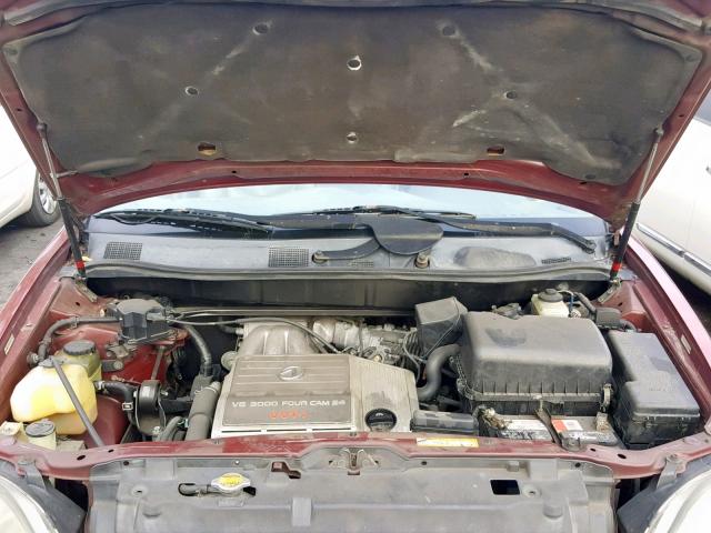 JT6HF10U8X0088212 - 1999 LEXUS RX 300 BURGUNDY photo 7