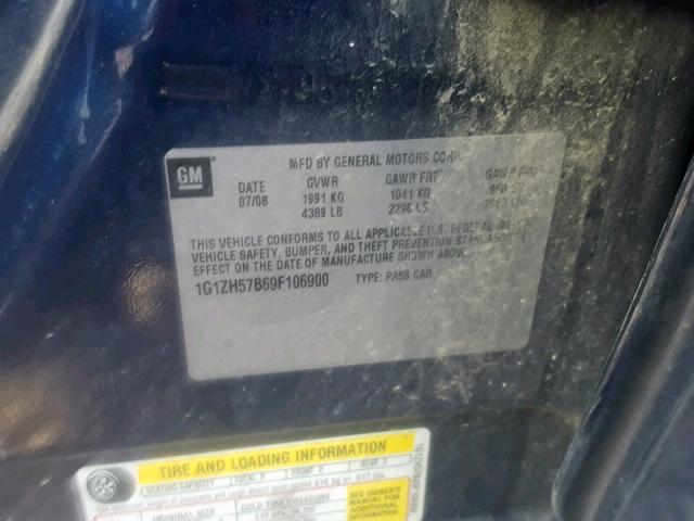 1G1ZH57B69F106900 - 2009 CHEVROLET MALIBU 1LT 蓝色 照片 10