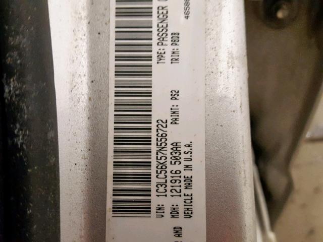 1C3LC56K57N556722 - 2007 CHRYSLER SEBRING TO SILVER photo 10