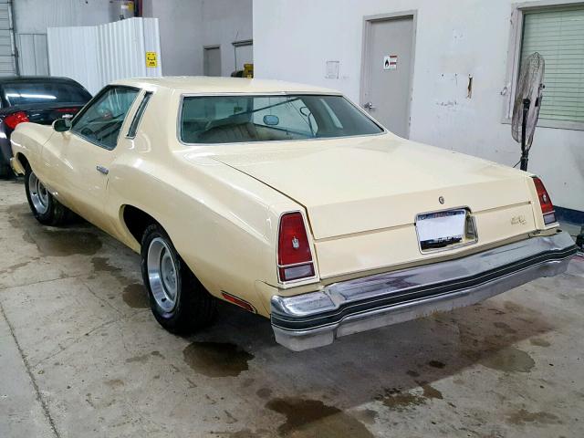 1H57Q6K473954 - 1976 CHEVROLET MONTECARLO YELLOW photo 3