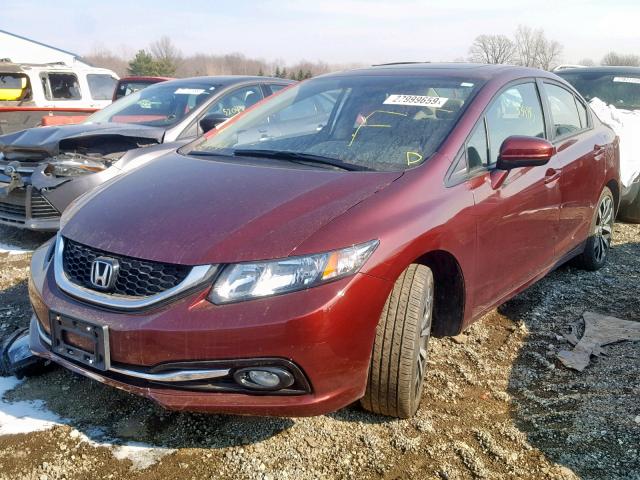 19XFB2F92FE020689 - 2015 HONDA CIVIC EXL MAROON photo 2