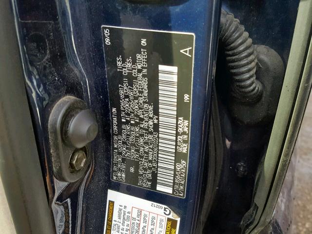 JTJBT20XX60102243 - 2006 LEXUS GX 470 BLUE photo 10