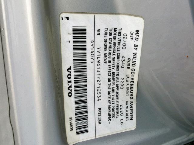 YV1LW61J1Y2712534 - 2000 VOLVO V70 BASE SILVER photo 10