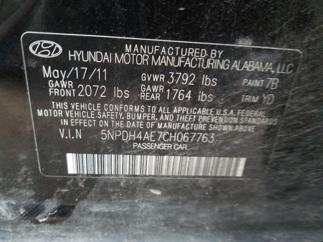 5NPDH4AE7CH067763 - 2012 HYUNDAI ELANTRA GLS  photo 10