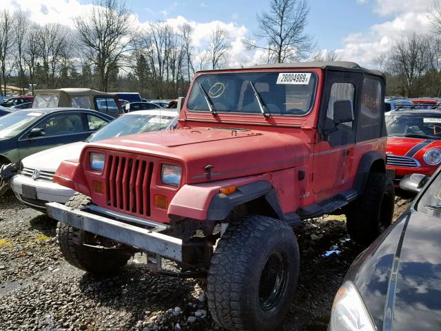 2J4FY29S4MJ150362 - 1991 JEEP WRANGLER / RED photo 2