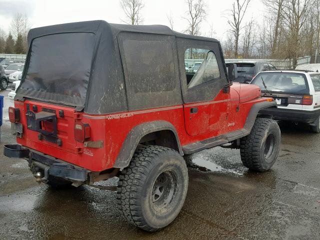 2J4FY29S4MJ150362 - 1991 JEEP WRANGLER / RED photo 4