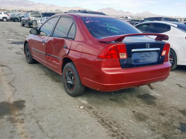 2HGES16231H594340 - 2001 HONDA CIVIC DX RED photo 3