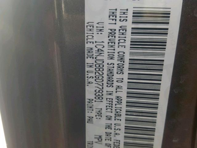 1C4NJDBB2GD779381 - 2016 JEEP COMPASS SP 石墨色 照片 10