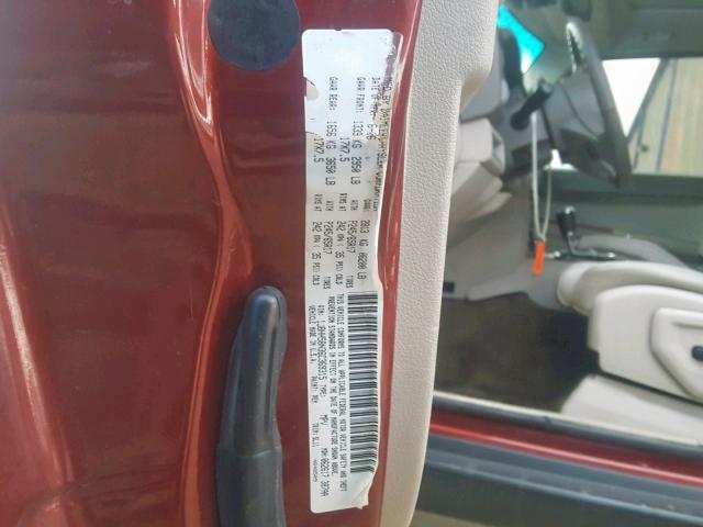 1J8HH58N36C369315 - 2006 JEEP COMMANDER ბურგუნდია ფოტო 10