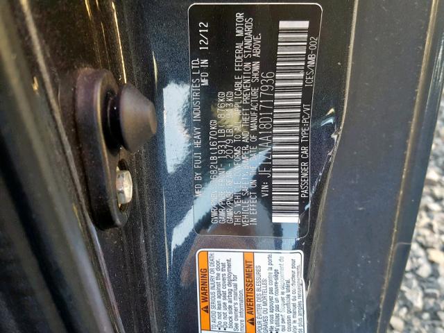 JF1ZNAA18D1717936 - 2013 TOYOTA SCION FR-S CHARCOAL photo 10