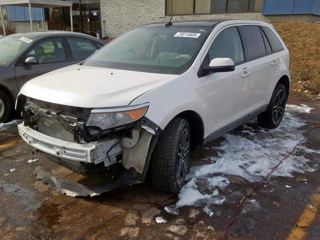 2FMDK4JC7EBB17653 - 2014 FORD EDGE SEL WHITE photo 2