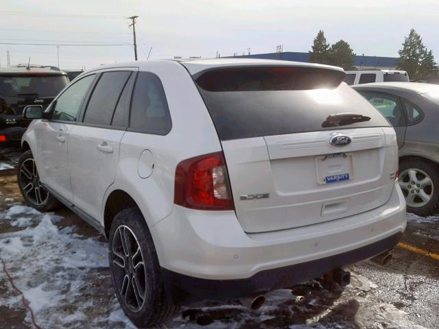 2FMDK4JC7EBB17653 - 2014 FORD EDGE SEL WHITE photo 3