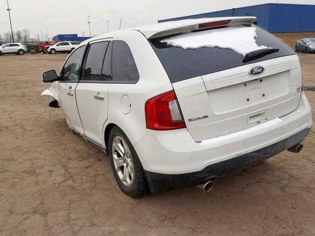 2FMDK4JC2BBA13468 - 2011 FORD EDGE SEL WHITE photo 3