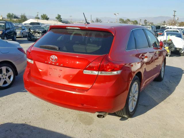 4T3ZA3BB1AU020923 - 2010 TOYOTA VENZA BASE RED photo 4