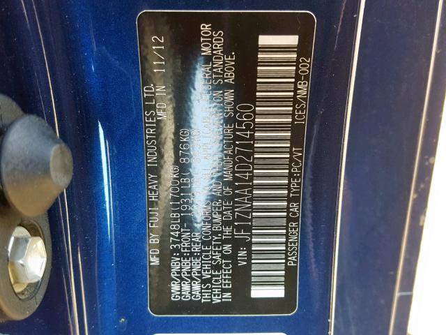 JF1ZNAA14D2714560 - 2013 TOYOTA SCION FR-S BLUE photo 10