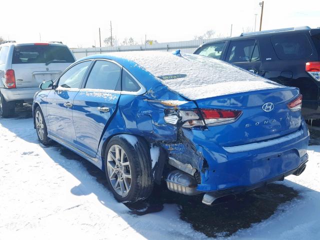 5NPE34AB2JH634158 - 2018 HYUNDAI SONATA SPO BLUE photo 3