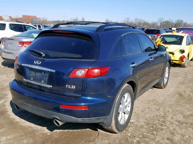 JNRAS08W85X214613 - 2005 INFINITI FX35 BLUE photo 4