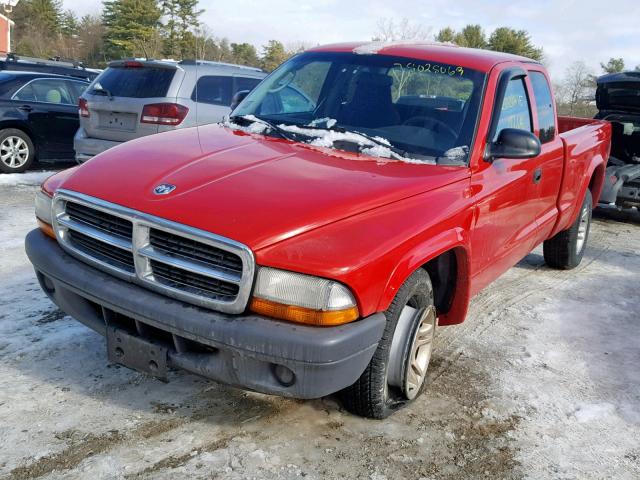 1D7HG12K64S574430 - 2004 DODGE DAKOTA SXT RED photo 2