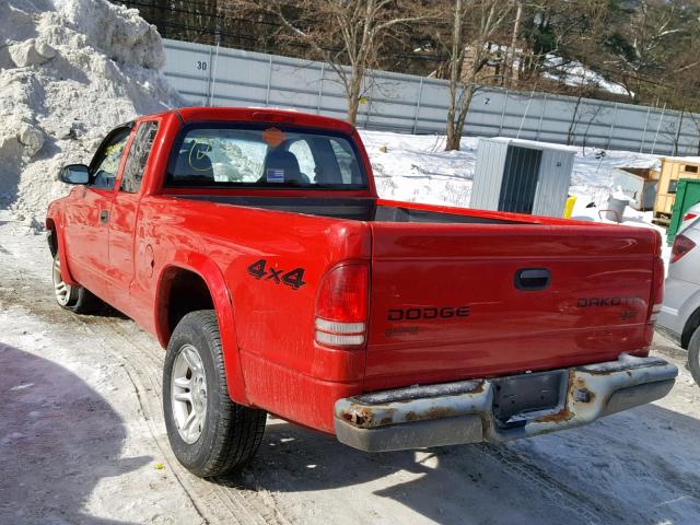 1D7HG12K64S574430 - 2004 DODGE DAKOTA SXT RED photo 3