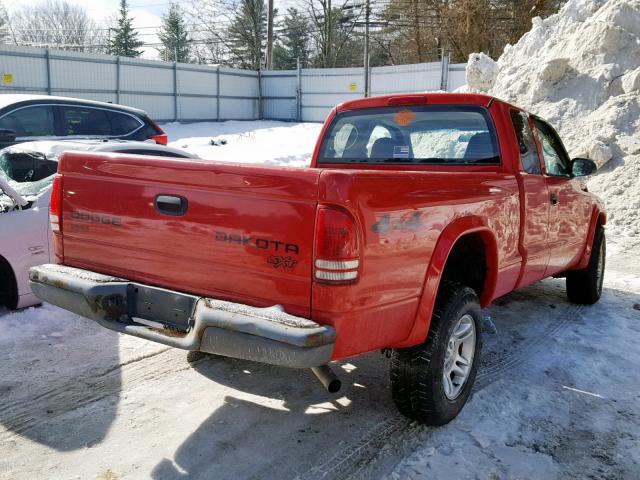 1D7HG12K64S574430 - 2004 DODGE DAKOTA SXT RED photo 4