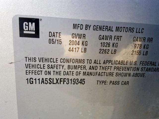 1G11A5SLXFF319345 - 2015 CHEVROLET MALIBU LS SILVER photo 10