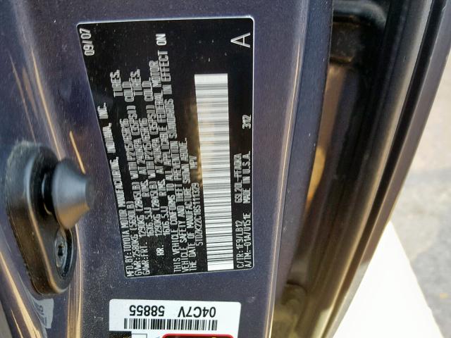 5TDZK22C18S111329 - 2008 TOYOTA SIENNA XLE GRAY photo 10