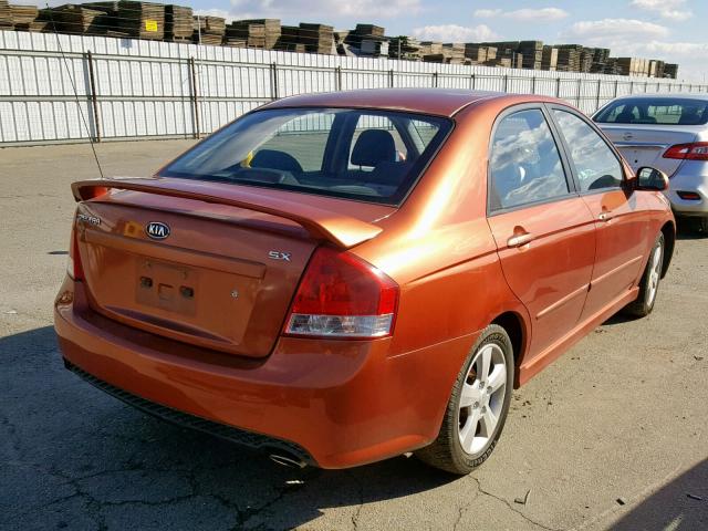 KNAFE122975009435 - 2007 KIA SPECTRA EX ORANGE photo 4